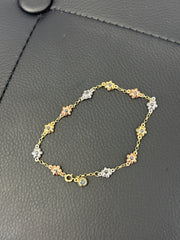 14k 3 color gold bracelet with 3 color stars