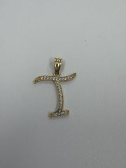 14k letter T pendant with Cz’s stones