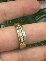 10k band aro 5mm with diamonds #8.5
