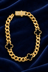 10k bracelet Monaco style black clover flower
