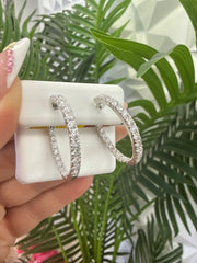 925 hoop earring Silver lab diamond 2.00 ct