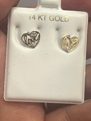 14k Baby and ladies heart love earring