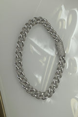 925 Silver Cuban style Bracelet With Diamonds 0.25ct 12mm