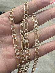 14k Necklace figaro style two tones 24” 17.66g 5.4mm