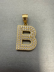 14k letter B pendant with CZ’s stones 1.71g