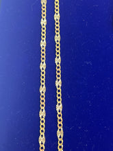 14k Tri colored gold cuban style diamond cut necklace 24” 8.58g