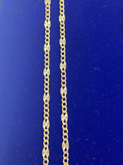 14k Tri colored gold cuban style diamond cut necklace 24” 8.58g