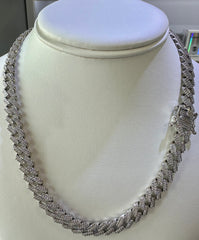 Silver necklace monaco style size 18”