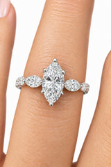 14k 1.50ct lab diamond marquee white gold ladies ring engagement IGI certified