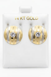 14k Earring round 2 tones