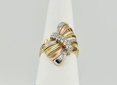 14k 3-color bow with stones