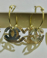 14k tri-colored CC earringS