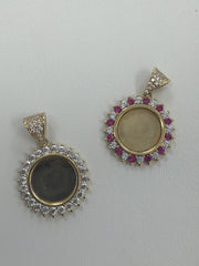 14k circle stone pendants
