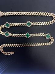 14k green clover monaco necklace 17.81g A1