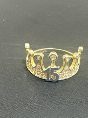 14k Quince (15) tiara ring