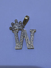 14k letter W pendant with Cz’s stones