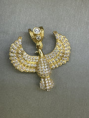 14k eagle stone pendant solid gold with stones 6.48g