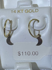 14k Small hoop earring huggies with mon