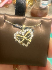 14k necklace with diamond 0.13ct heart bow coquette