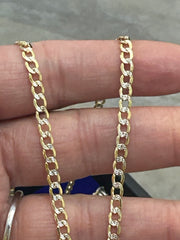 14k Necklace cuban style two tones 24” 5.5g