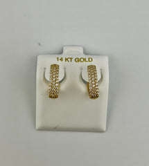 14k ladies earring hoop with stones