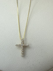 14k Diamond necklace Cross style 14”