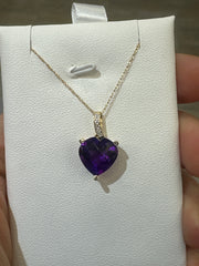 14k necklace .02ct Diamond and purple Amethyst 17”