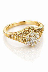 10k Diamond ring flower shaped