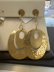 14k flat hanging oval earrings