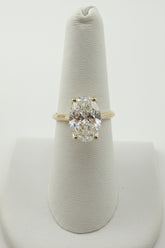 14k solitaire ring ladies engagement ring 4.00 CT Oval DIAMOND yellow gold with certificate