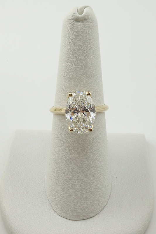 14k solitaire ring ladies engagement ring 4.00 CT Oval DIAMOND yellow gold with certificate