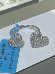 Silver 925 ring heart moissanite