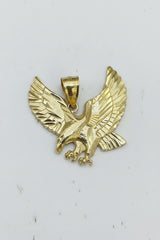 14k eagle stone pendant solid gold