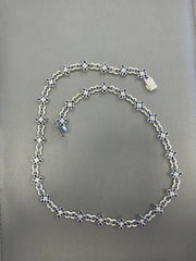 Silver moissante necklace with blue clovers 4.25ct