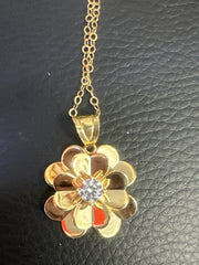 14k gold pendant medalla ladies flower