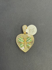 10k heart butterfly pendant green stones