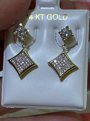 14k Earring hanging square stylish