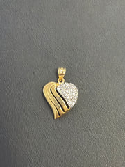 14k half stone heart pendant