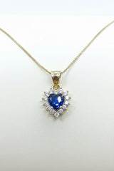 14k pendant heart blue