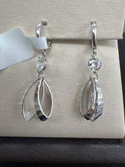 White gold long hanging earrings