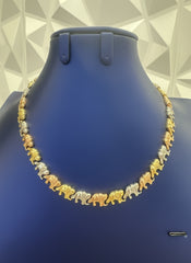 14k Elephant tricolor necklace choker