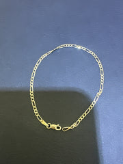 14k bracelet plain figaro size 6.5 for girls or ladies