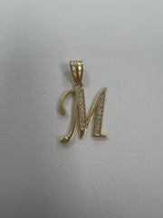 14k letter M pendant with Cz’s stones
