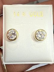 14k stud stone screw back bezel 4 mm