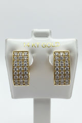 14k Earring square shaped hoop with Cs