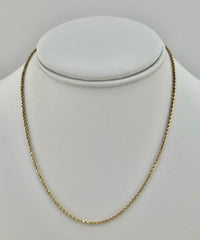 14k yellow gold rope necklace chain 18”