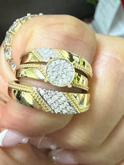 10k trio set wedding engagement diamond 0.25 ct