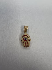 14k red mano de Fátima pendant