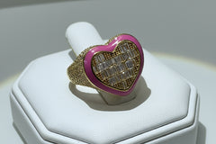 14k ring ladies heart with stones orange color