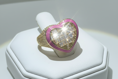 14k ring ladies heart with stones orange color